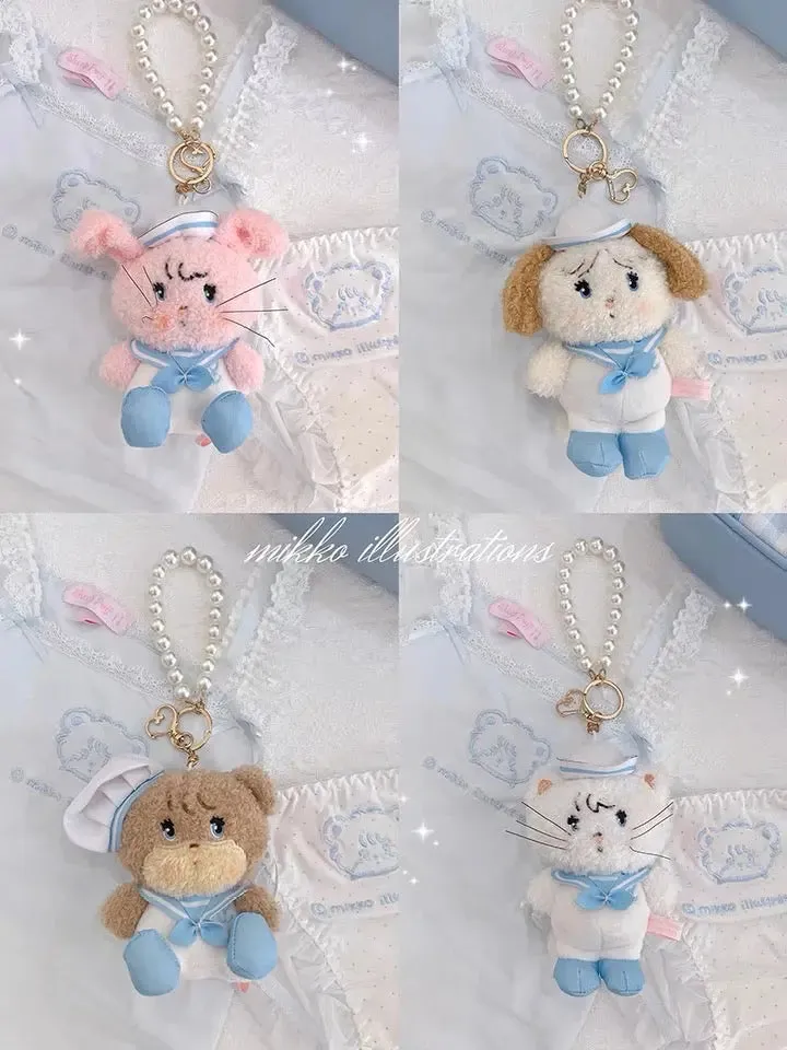 Mikko illustration Sailor Limited Edition Plush Doll Keychain Bear Latte Dog Souffie Kitten Mousse Rabbit Cammy
