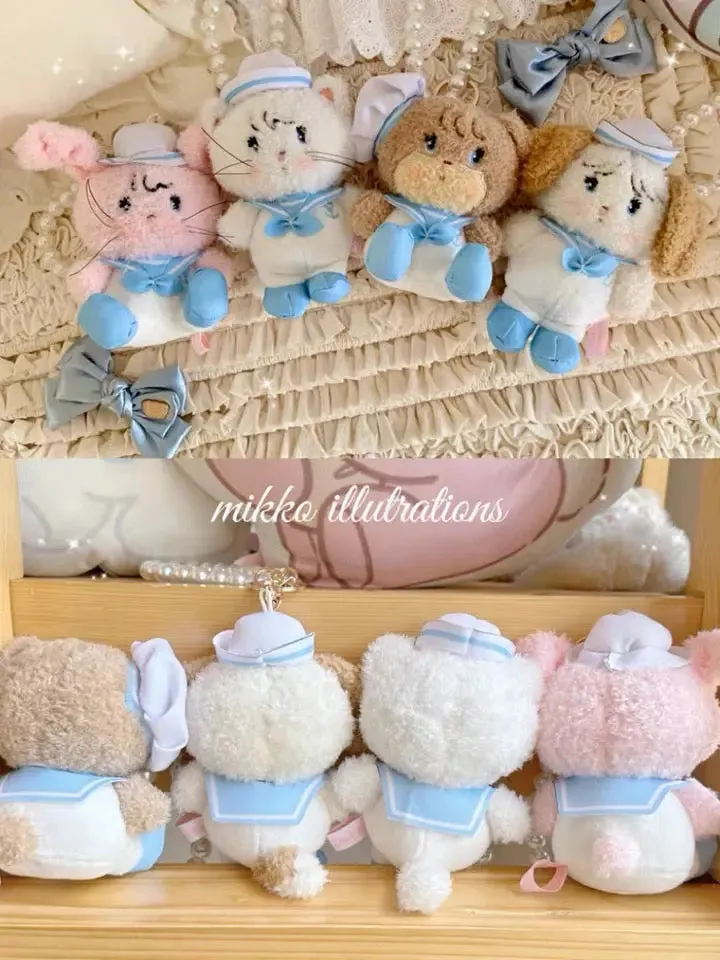 Mikko illustration Sailor Limited Edition Plush Doll Keychain Bear Latte Dog Souffie Kitten Mousse Rabbit Cammy