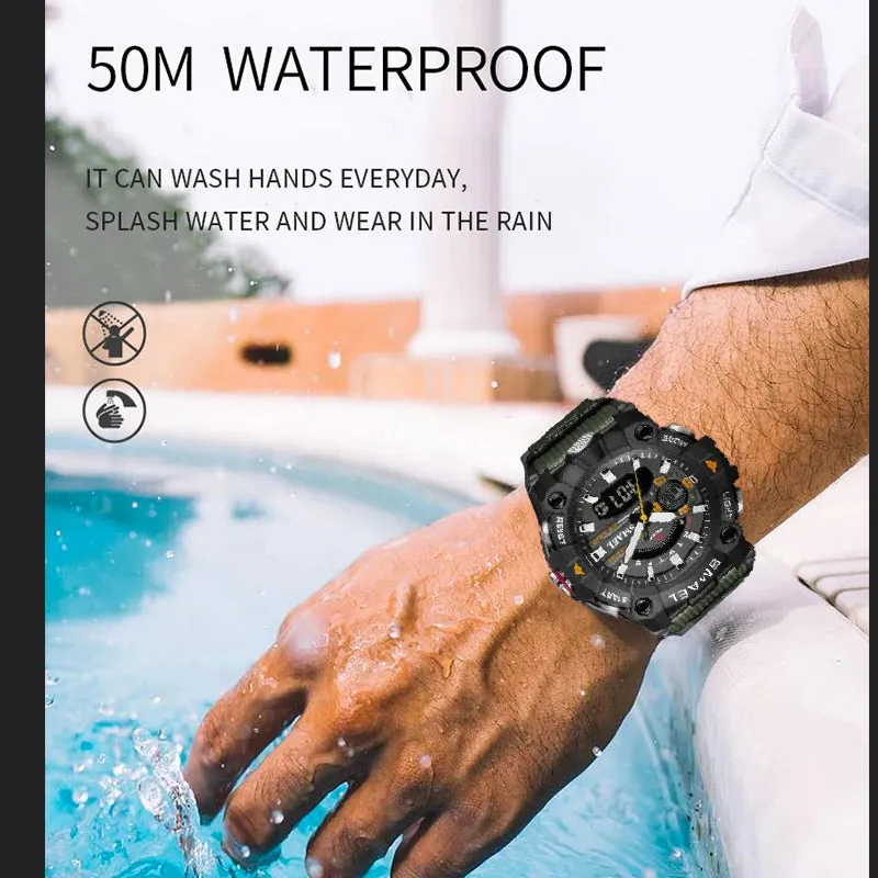 Military Watches Men Sport Watch New 50M Waterproof Wristwatch Stopwatch Alarm LED Light Digital Watches 8040 Men's Sports Watch