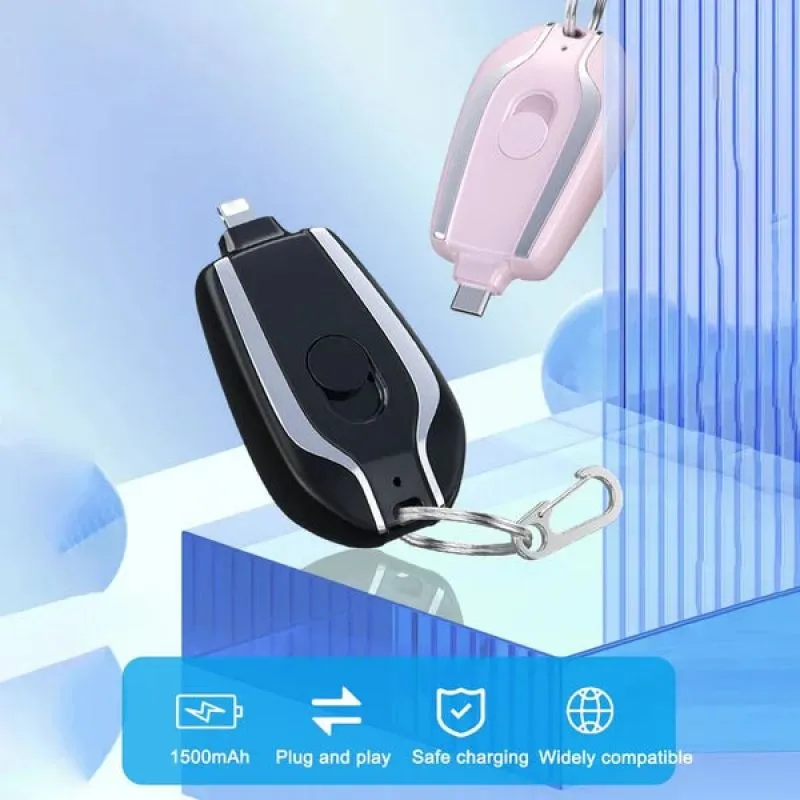 Mini Emergency Charger Keychain : On-the-Go Charger