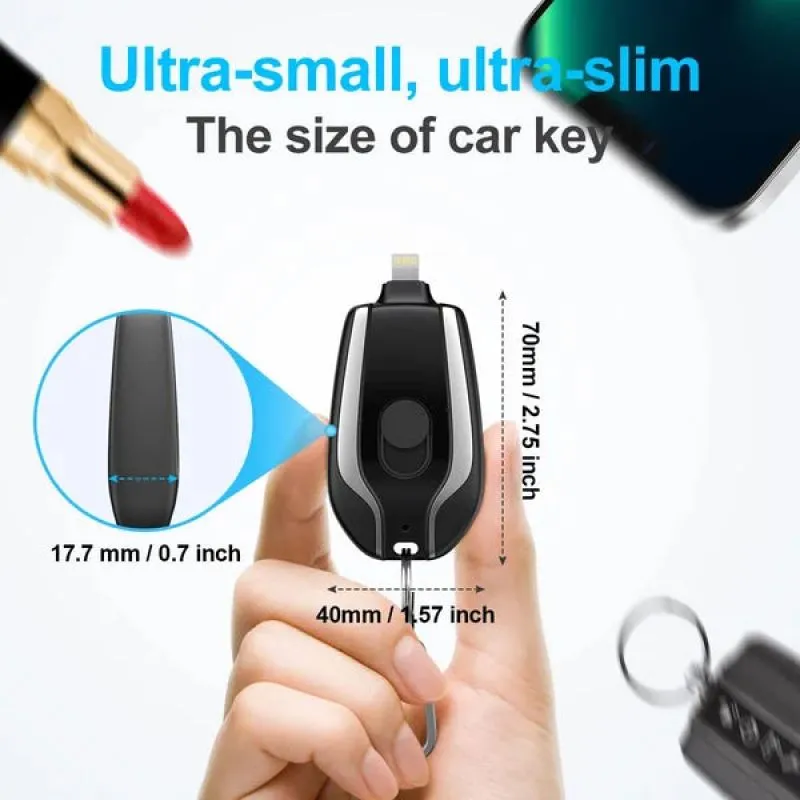 Mini Emergency Charger Keychain : On-the-Go Charger