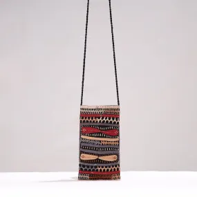 Multicolor - Kutch Dhebariya Qatab Hand Embroidery Cotton Sling Dori Mobile Pouch