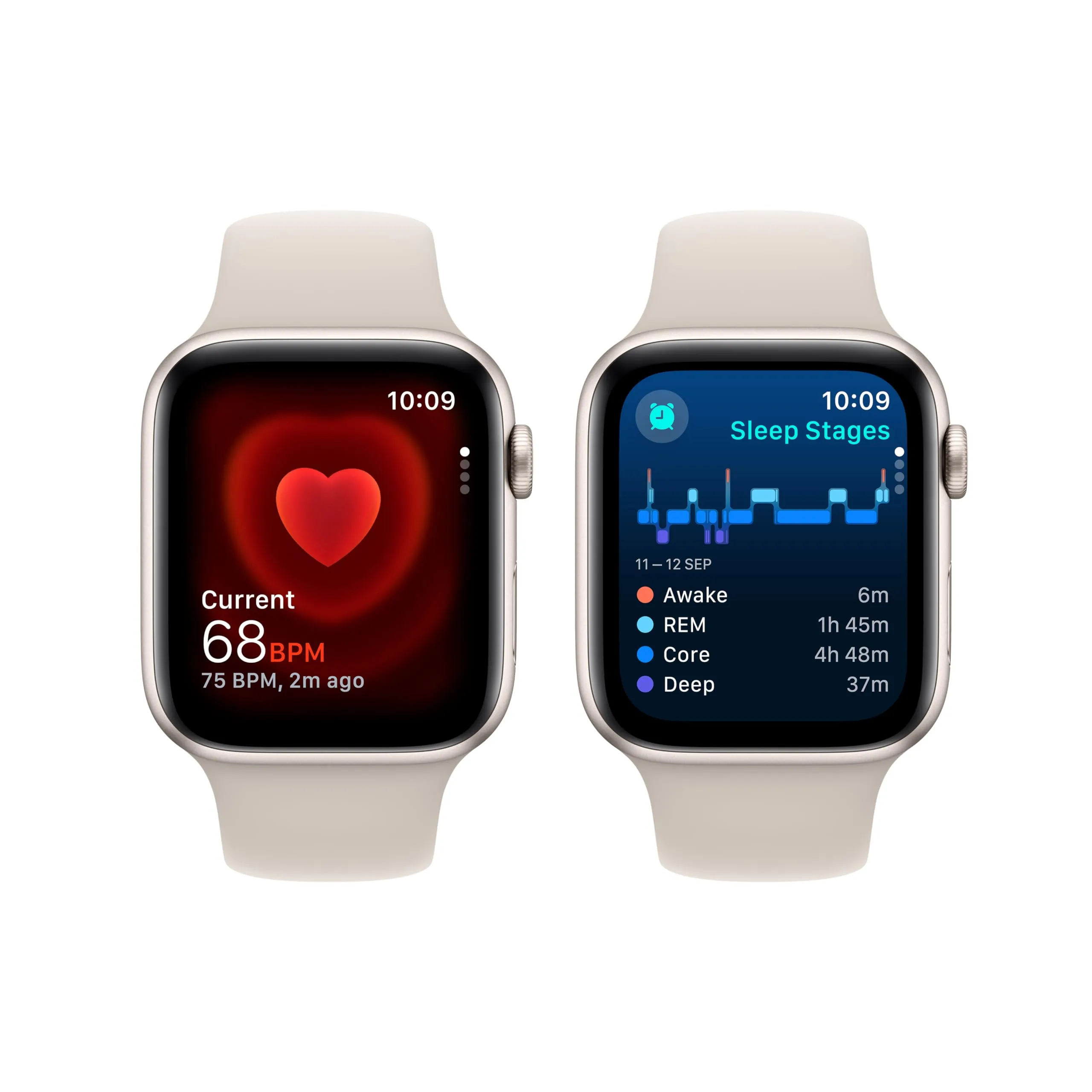 New Apple Watch SE (2nd Gen, 2023) [GPS 40mm] Smartwatch with Starlight Aluminum Case with Starlight Sport Band S/M. Fitness & Sleep Tracker, Crash Detection, Heart Rate Monitor, Water Resistant