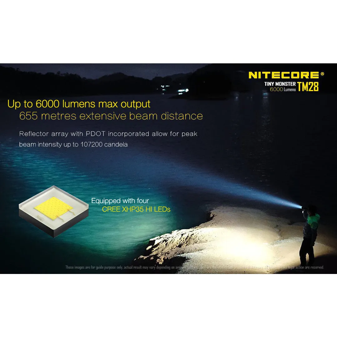 Nitecore TM28 Tiny Monster QuadRay Flashlight (6000 Lumens | Rechargeable)