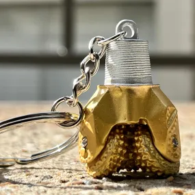 Oilfield Tricone Drill Bit Keychain Golden