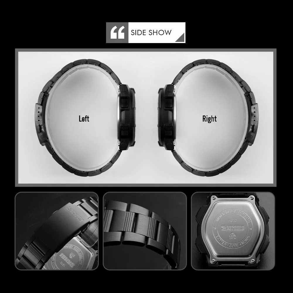 Outdoor Sport 50m Waterproof Digital Quartz Dual Time Military Sports Watch
