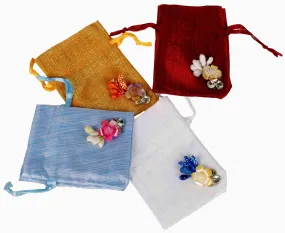 Pack of 5 Handmade Coin Storage Purse Candy Pouch Gift Bag with Pull Strings