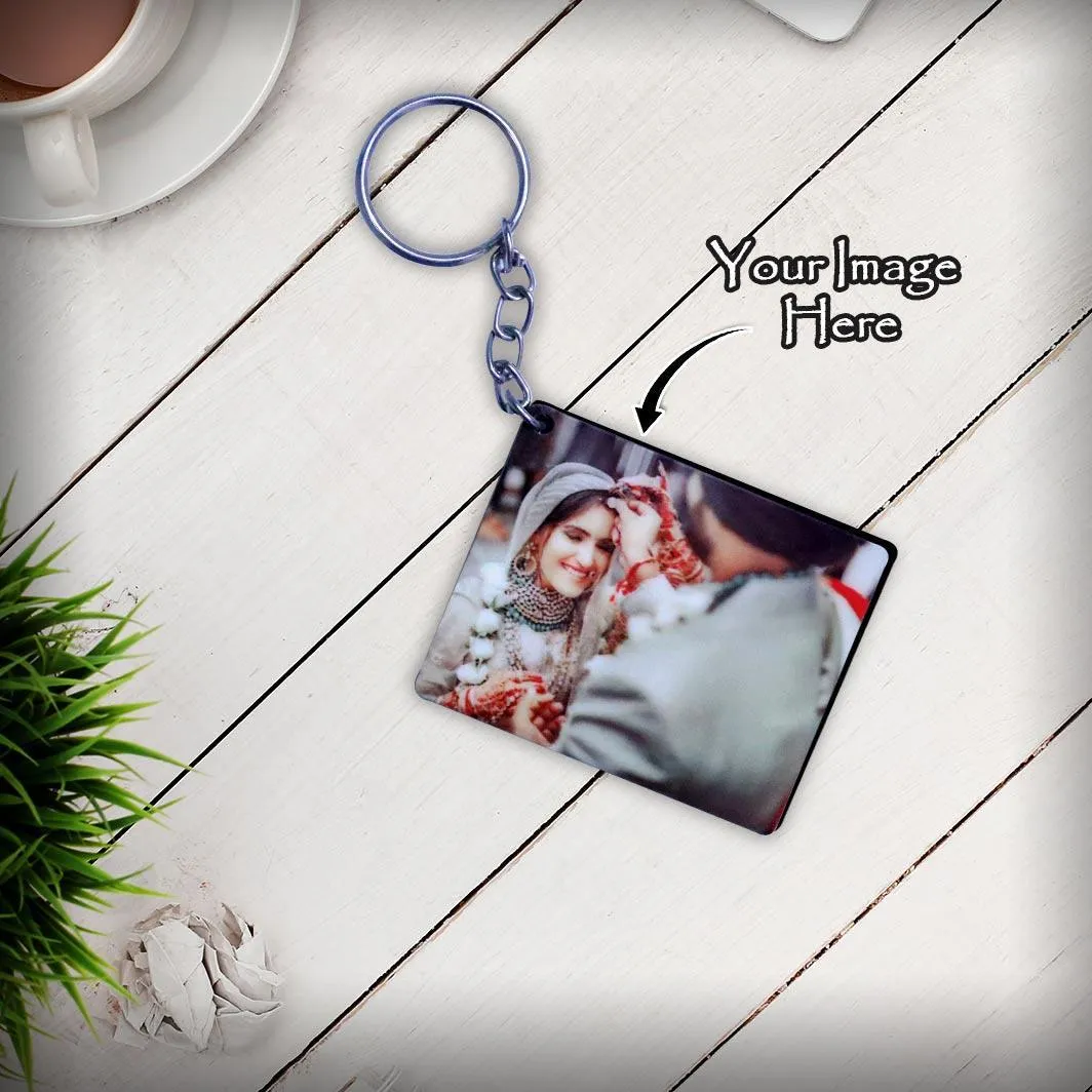 Personalized Rectangular Photo Wooden Keychain