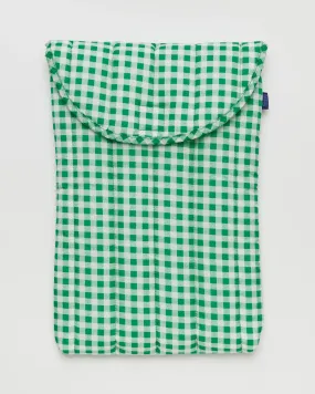 Puffy Laptop Sleeve 16" - Green Gingham