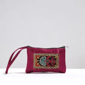 Purple - Kutch Pakko Hand Embroidery Mirror Work Mashru Silk Mobile Pouch 93