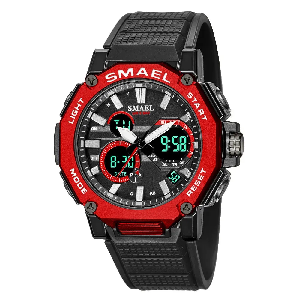 Quartz Watches Sports SMAEL Brand Male Clock Alarm 50M Waterproof Stopwatch LED Back Light Wristwatches 8047 Men Watch Sport