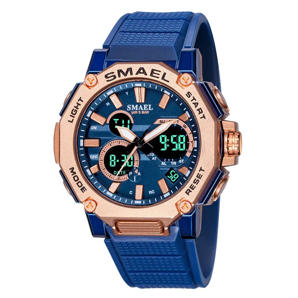 Quartz Watches Sports SMAEL Brand Male Clock Alarm 50M Waterproof Stopwatch LED Back Light Wristwatches 8047 Men Watch Sport