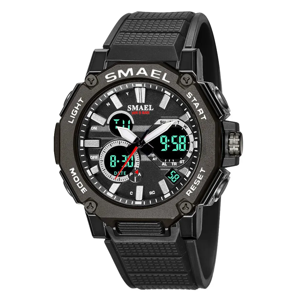Quartz Watches Sports SMAEL Brand Male Clock Alarm 50M Waterproof Stopwatch LED Back Light Wristwatches 8047 Men Watch Sport