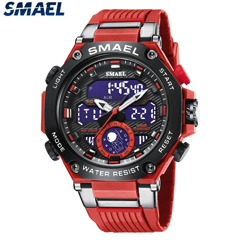 Quartz Wristwatches Sport SMAEL Military Army Clock Alarm Dual Display LED Electronic Watch 8069 Waterproof Watches For Men