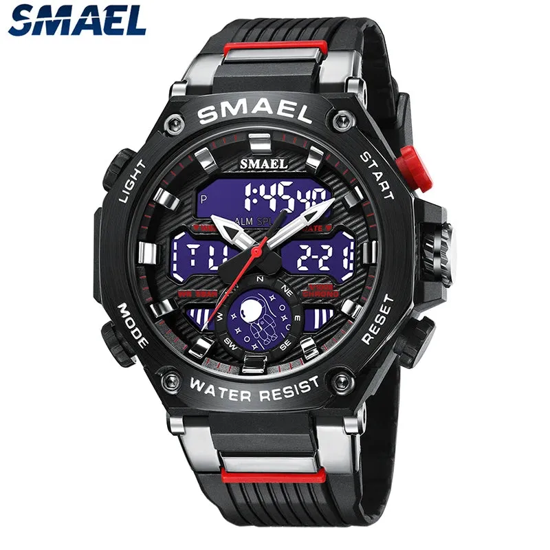 Quartz Wristwatches Sport SMAEL Military Army Clock Alarm Dual Display LED Electronic Watch 8069 Waterproof Watches For Men