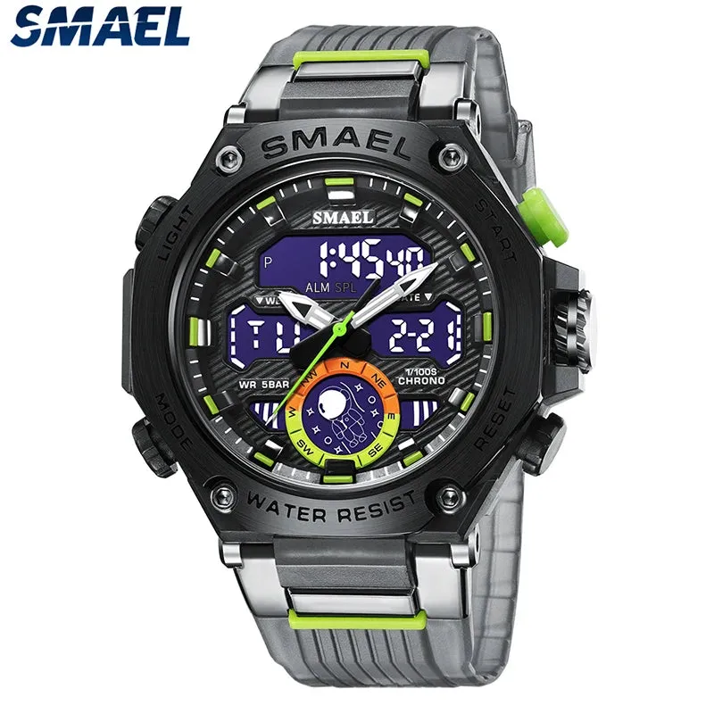 Quartz Wristwatches Sport SMAEL Military Army Clock Alarm Dual Display LED Electronic Watch 8069 Waterproof Watches For Men