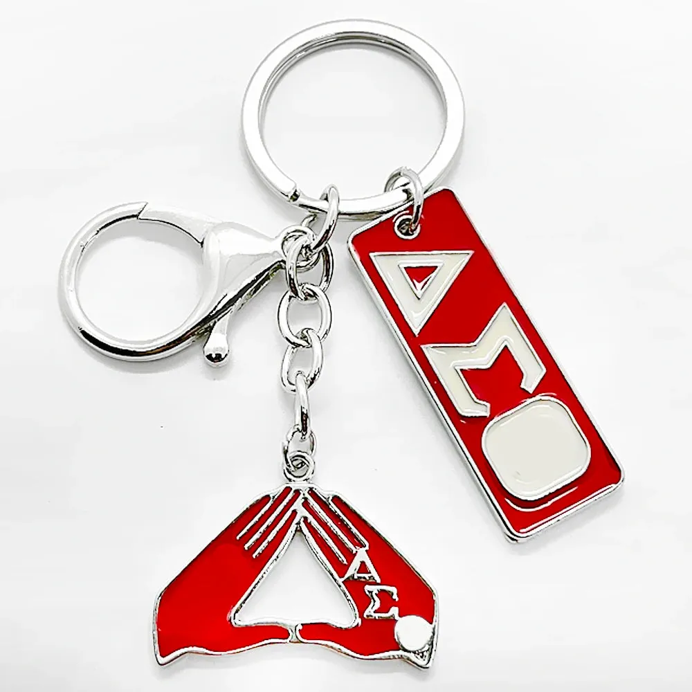 Red Greek Sorority Nameplate Pendant Enamel Metal
