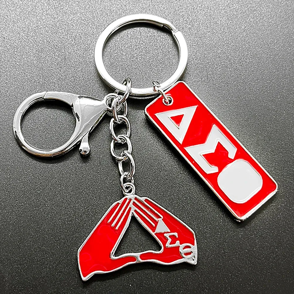 Red Greek Sorority Nameplate Pendant Enamel Metal