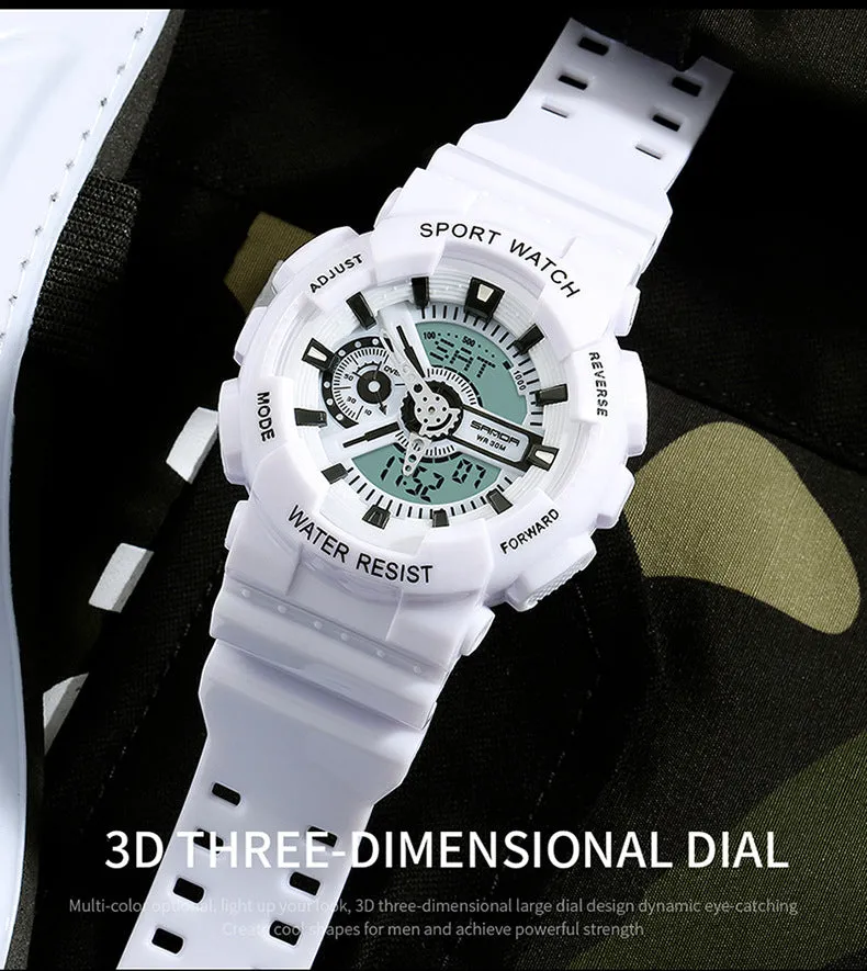Sanda Military Army Sport Style Wristwatch Dual Display Men's Watch