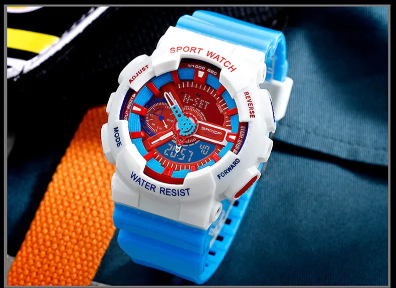 Sanda Military Army Sport Style Wristwatch Dual Display Men's Watch