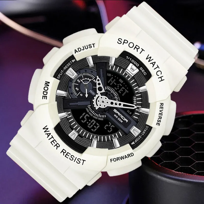 Sanda Military Army Sport Style Wristwatch Dual Display Men's Watch