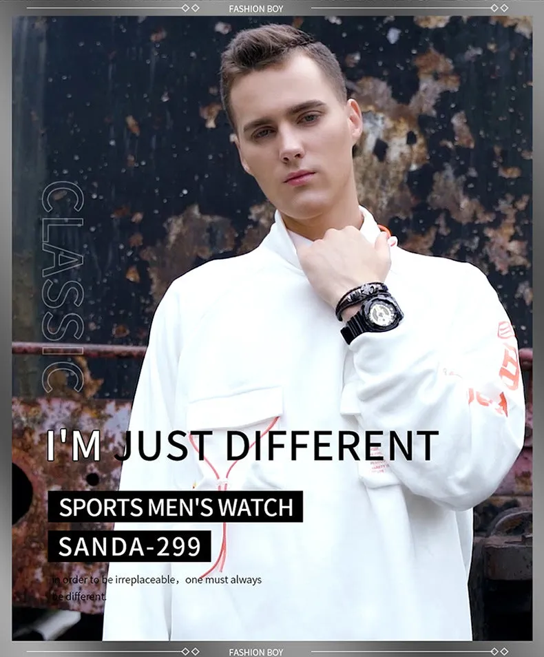 Sanda Military Army Sport Style Wristwatch Dual Display Men's Watch