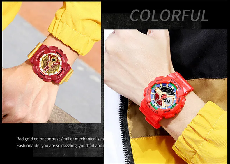Sanda Military Army Sport Style Wristwatch Dual Display Men's Watch