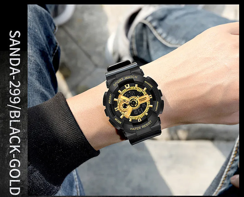 Sanda Military Army Sport Style Wristwatch Dual Display Men's Watch