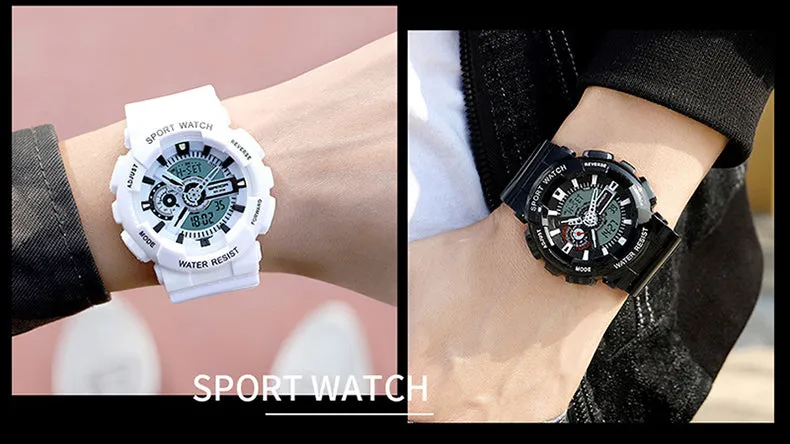 Sanda Military Army Sport Style Wristwatch Dual Display Men's Watch
