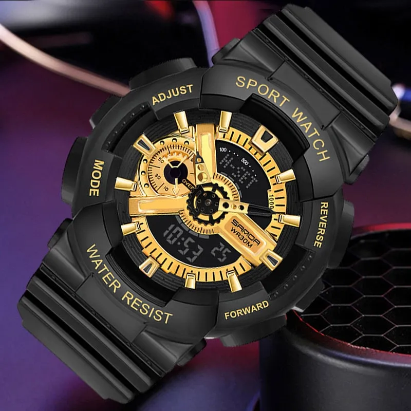 Sanda Military Army Sport Style Wristwatch Dual Display Men's Watch