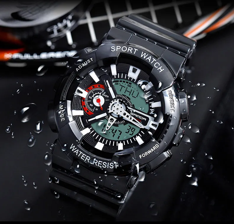 Sanda Military Army Sport Style Wristwatch Dual Display Men's Watch