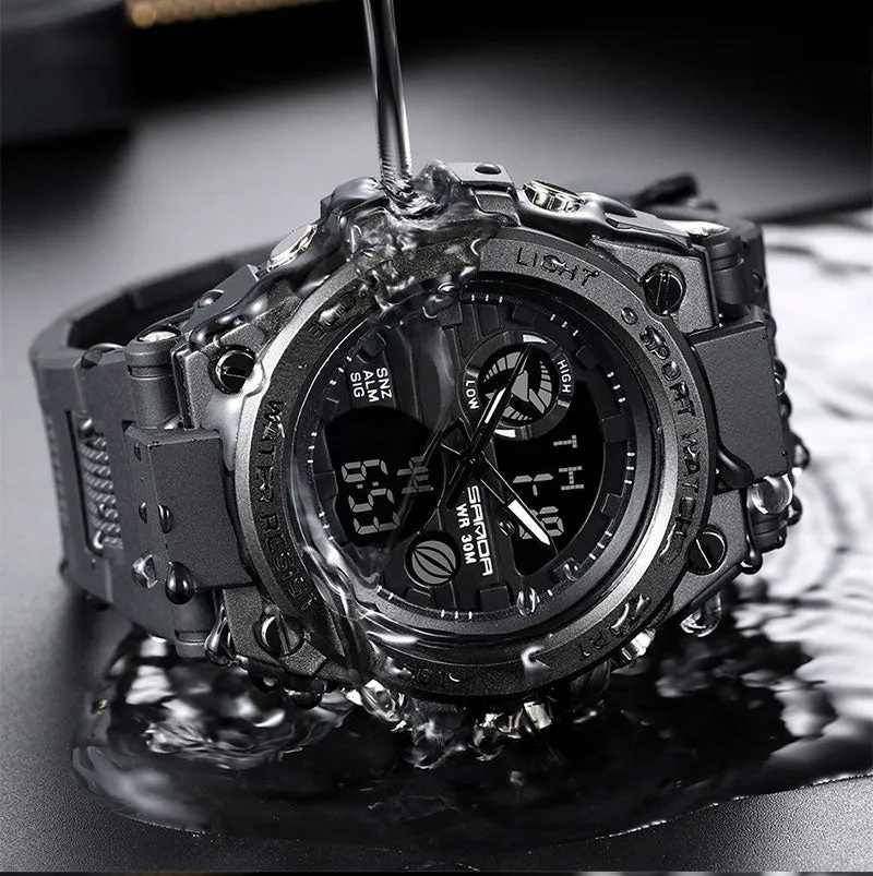 Sanda Military Army Sport Style Wristwatch Dual Display Men's Watch
