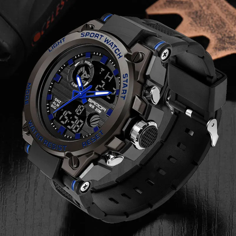 Sanda Military Army Sport Style Wristwatch Dual Display Men's Watch