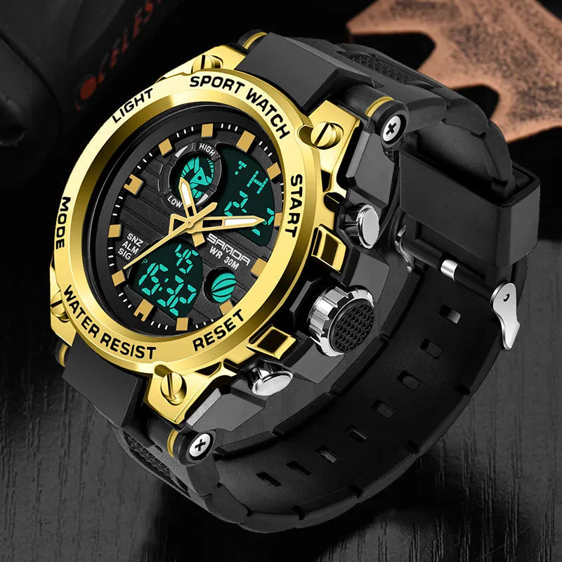 Sanda Military Army Sport Style Wristwatch Dual Display Men's Watch