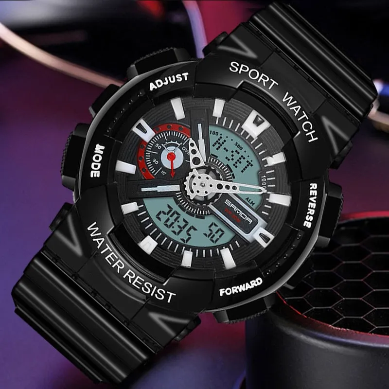 Sanda Military Army Sport Style Wristwatch Dual Display Men's Watch