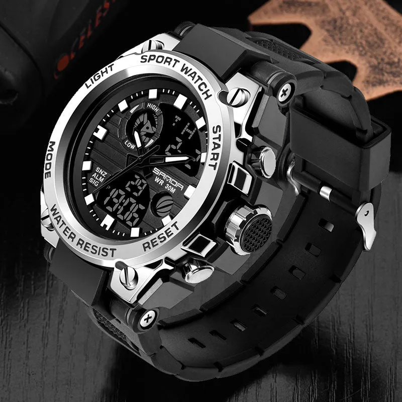 Sanda Military Army Sport Style Wristwatch Dual Display Men's Watch
