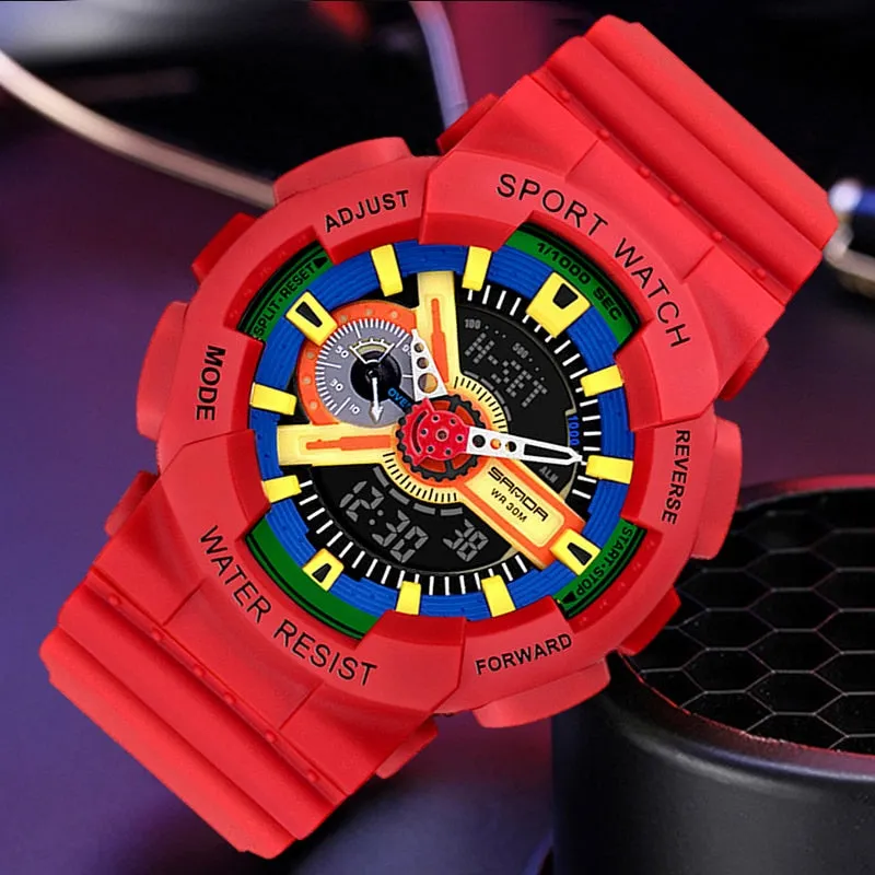 Sanda Military Army Sport Style Wristwatch Dual Display Men's Watch
