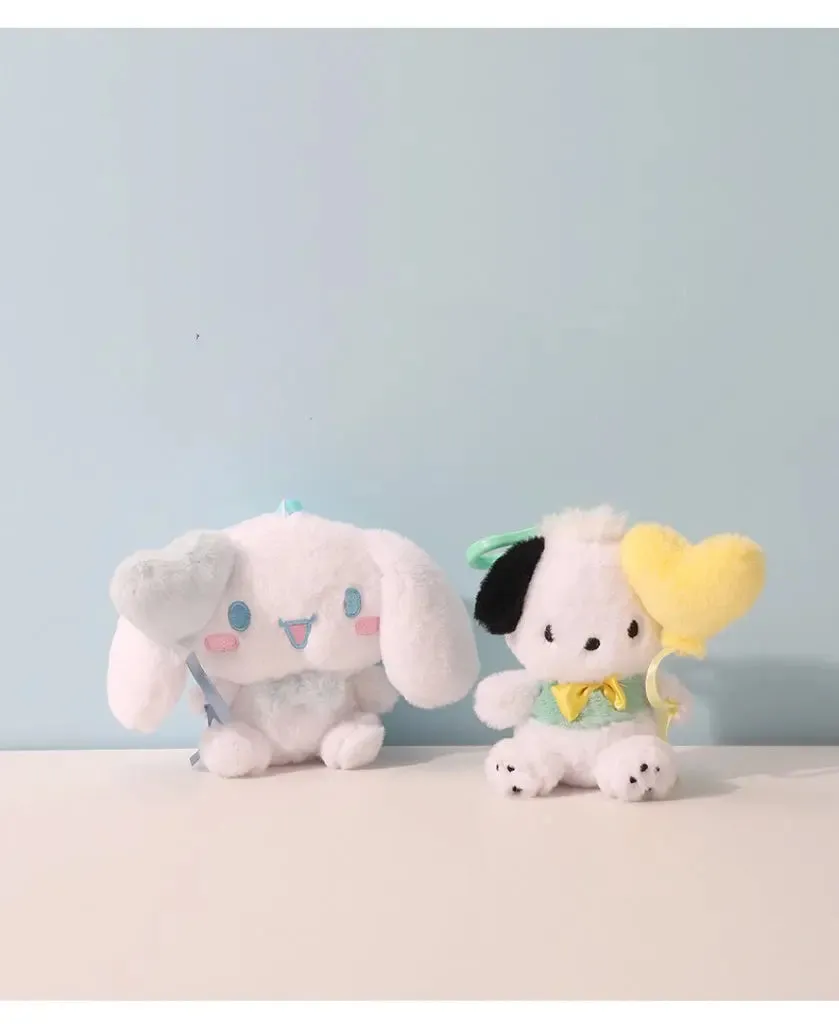 Sanrio Characters with Balloon Plush Doll Keychain | My Melody Kuromi Cinnamoroll Pochacco
