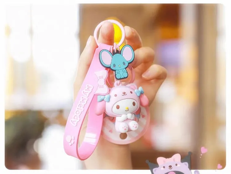 Sanrio Cute Animal Wear Keychain | Hello Kitty My Melody Kuromi Cinnamoroll Pompompurin