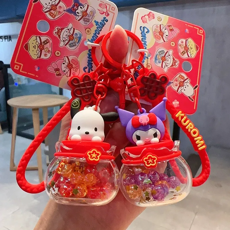 Sanrio Cute Chinese Style Good Fortune Keychain | My Melody Kuromi Cinnamoroll Pompompurin Pochacco