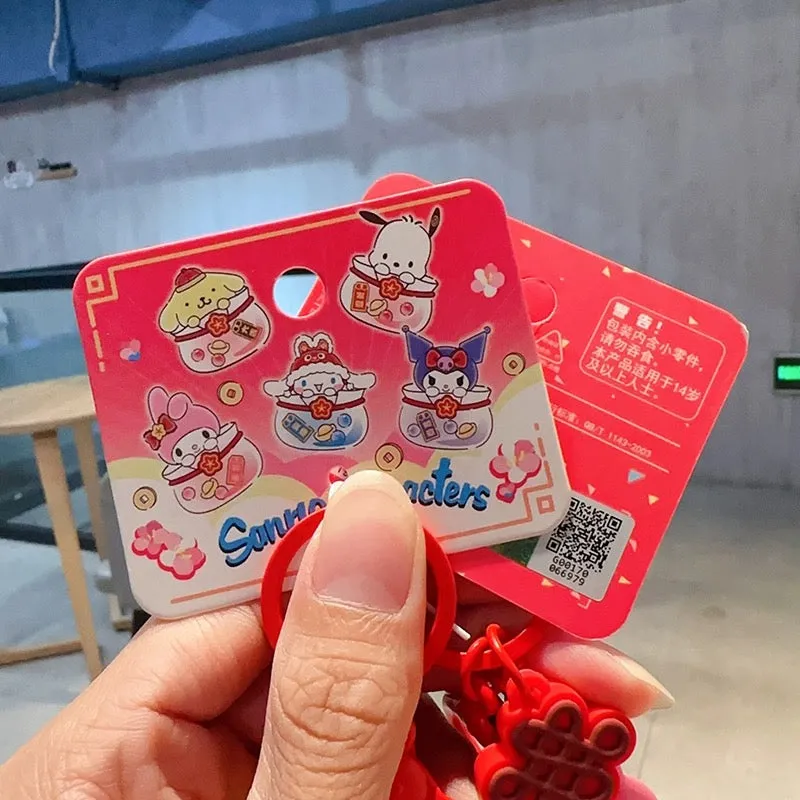 Sanrio Cute Chinese Style Good Fortune Keychain | My Melody Kuromi Cinnamoroll Pompompurin Pochacco