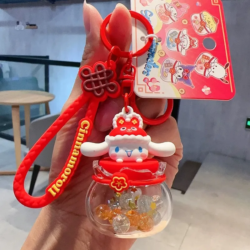 Sanrio Cute Chinese Style Good Fortune Keychain | My Melody Kuromi Cinnamoroll Pompompurin Pochacco