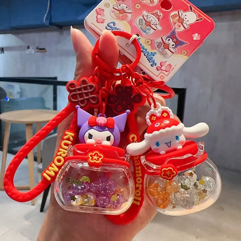 Sanrio Cute Chinese Style Good Fortune Keychain | My Melody Kuromi Cinnamoroll Pompompurin Pochacco