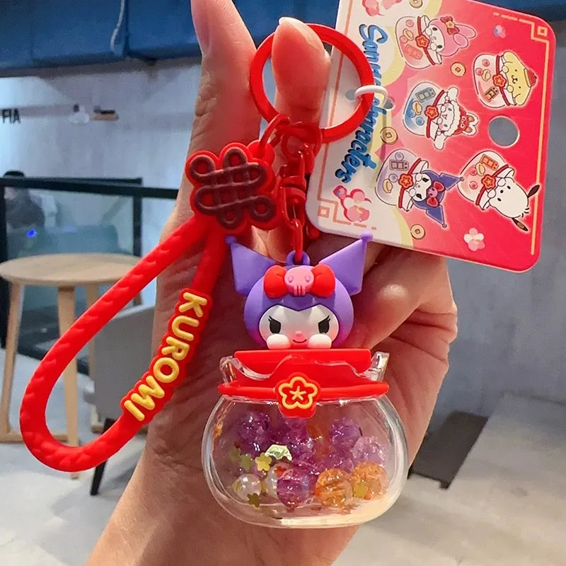 Sanrio Cute Chinese Style Good Fortune Keychain | My Melody Kuromi Cinnamoroll Pompompurin Pochacco