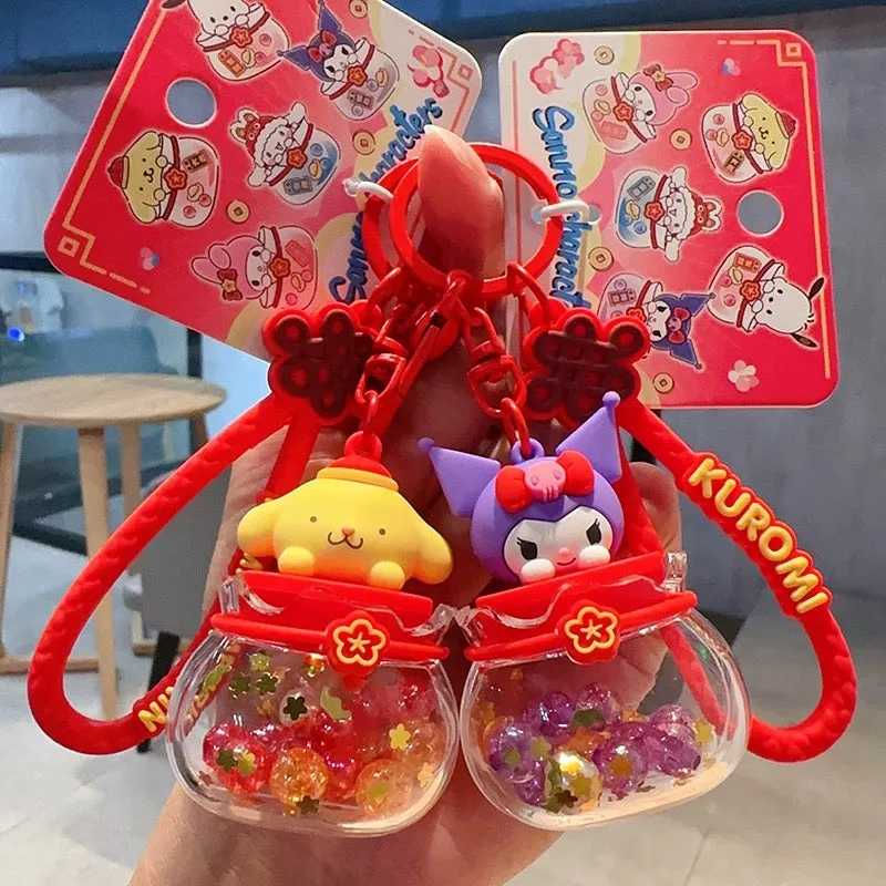 Sanrio Cute Chinese Style Good Fortune Keychain | My Melody Kuromi Cinnamoroll Pompompurin Pochacco