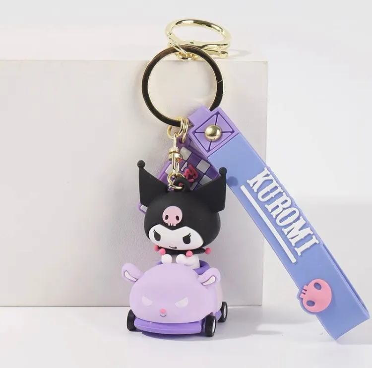Sanrio Cute Racing Car Keychain - Hello Kitty My Melody Kuromi Cinnamoroll