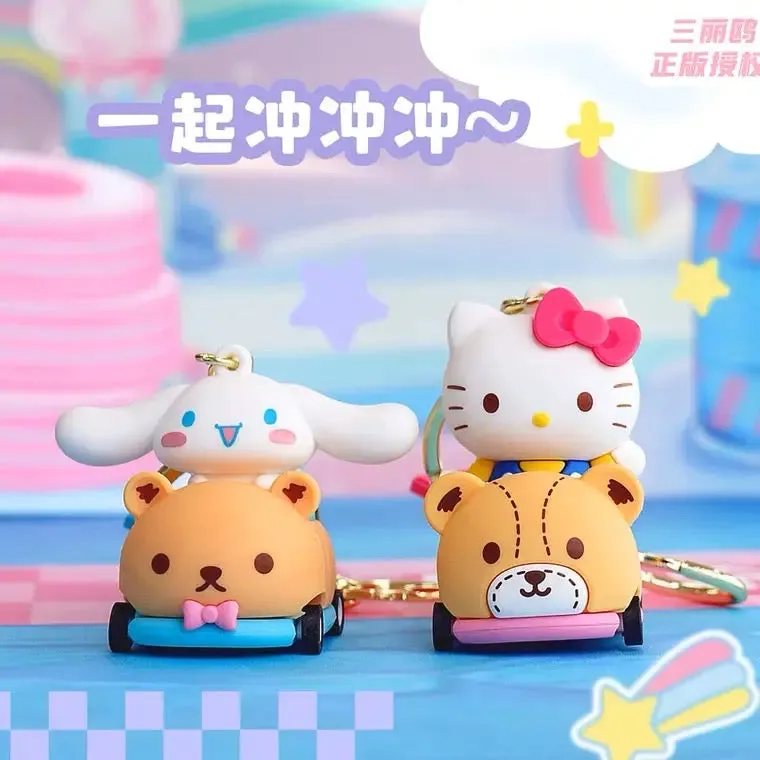 Sanrio Cute Racing Car Keychain - Hello Kitty My Melody Kuromi Cinnamoroll