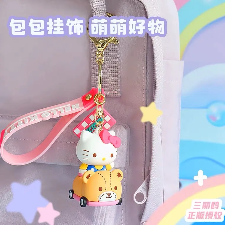 Sanrio Cute Racing Car Keychain - Hello Kitty My Melody Kuromi Cinnamoroll