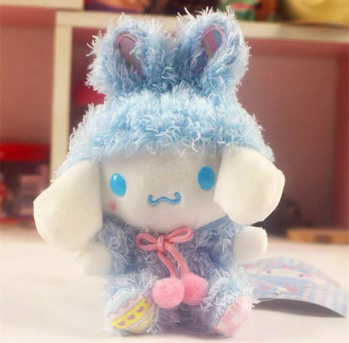 Sanrio Easter Rabbit Cinnamoroll Blue Plush Doll & Mini Plush Doll Keychain
