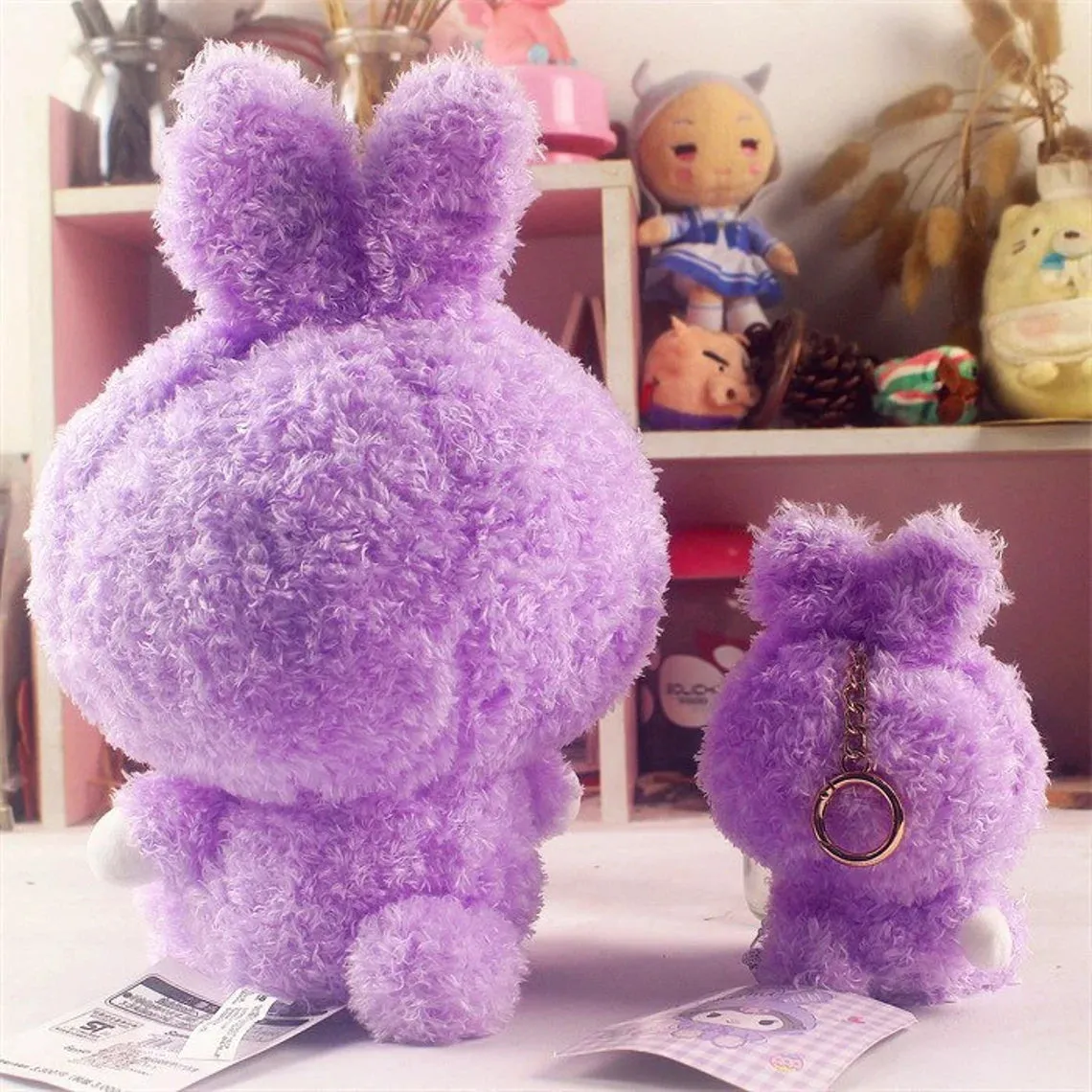 Sanrio Easter Rabbit Kuromi Purple Plush Doll & Mini Plush Doll Keychain